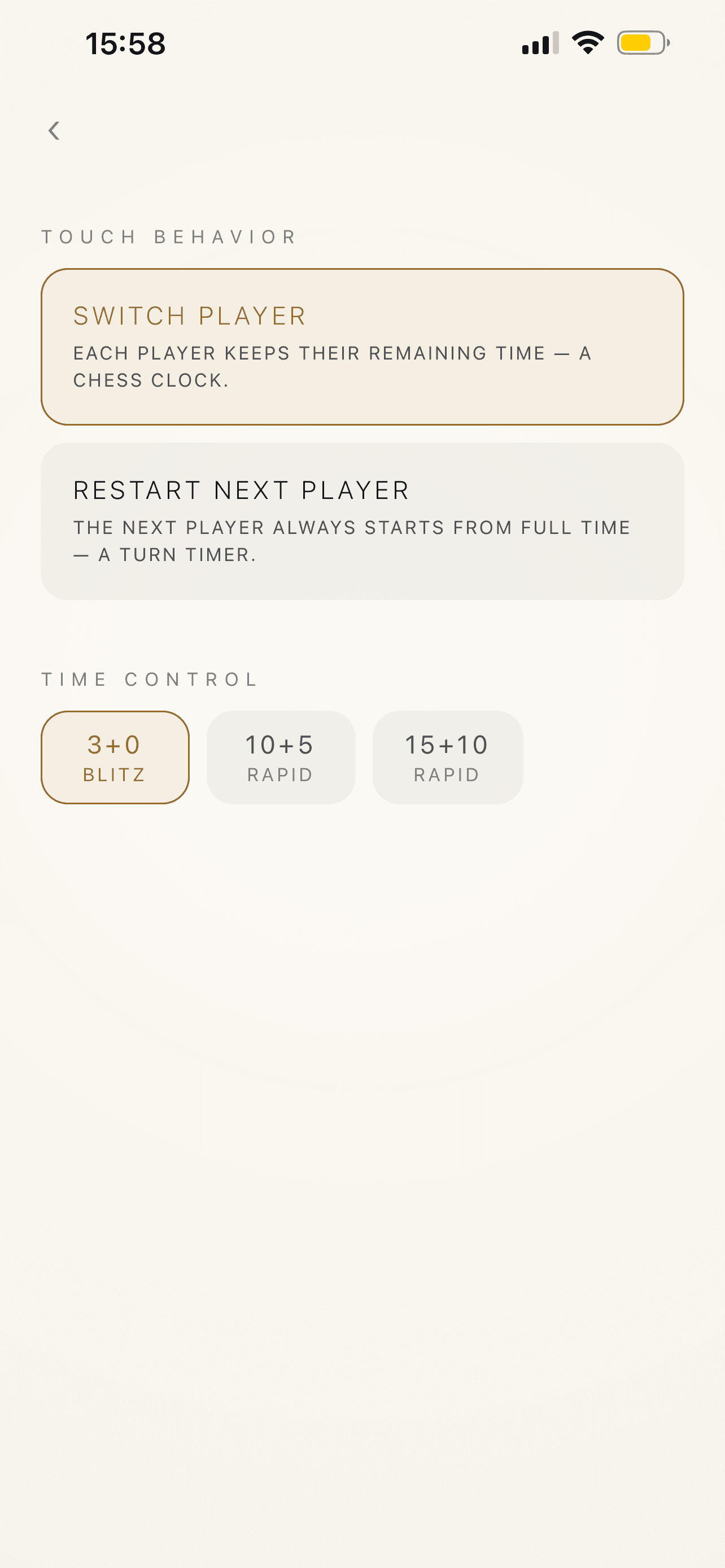Hourglass chess timer controls